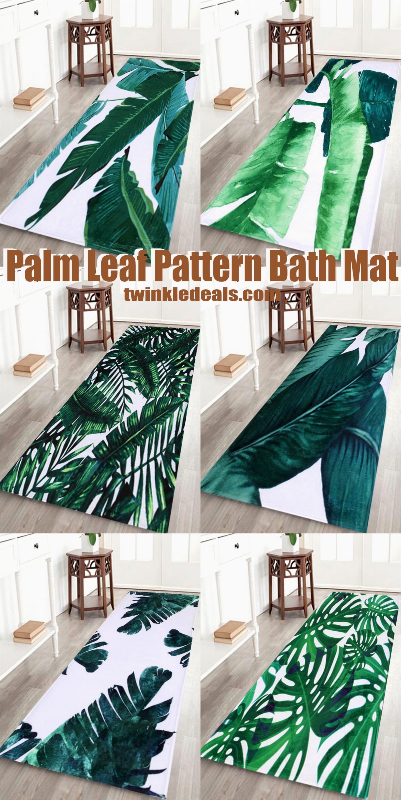 Palm Leaf Bath Rug Palm Leaf Pattern Bath Mat European Home Decor Tropical