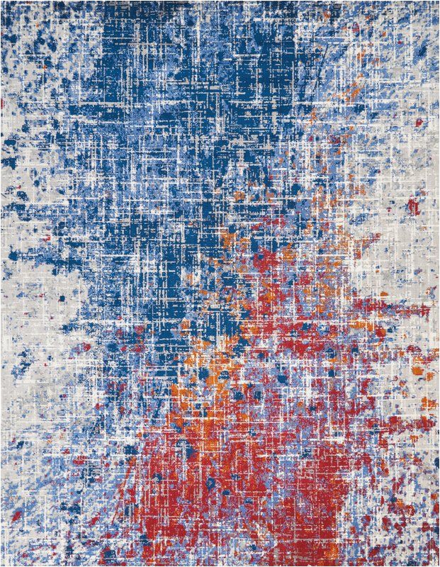 Red and Blue Modern Rug Holmgren Abstract Red Blue area Rug