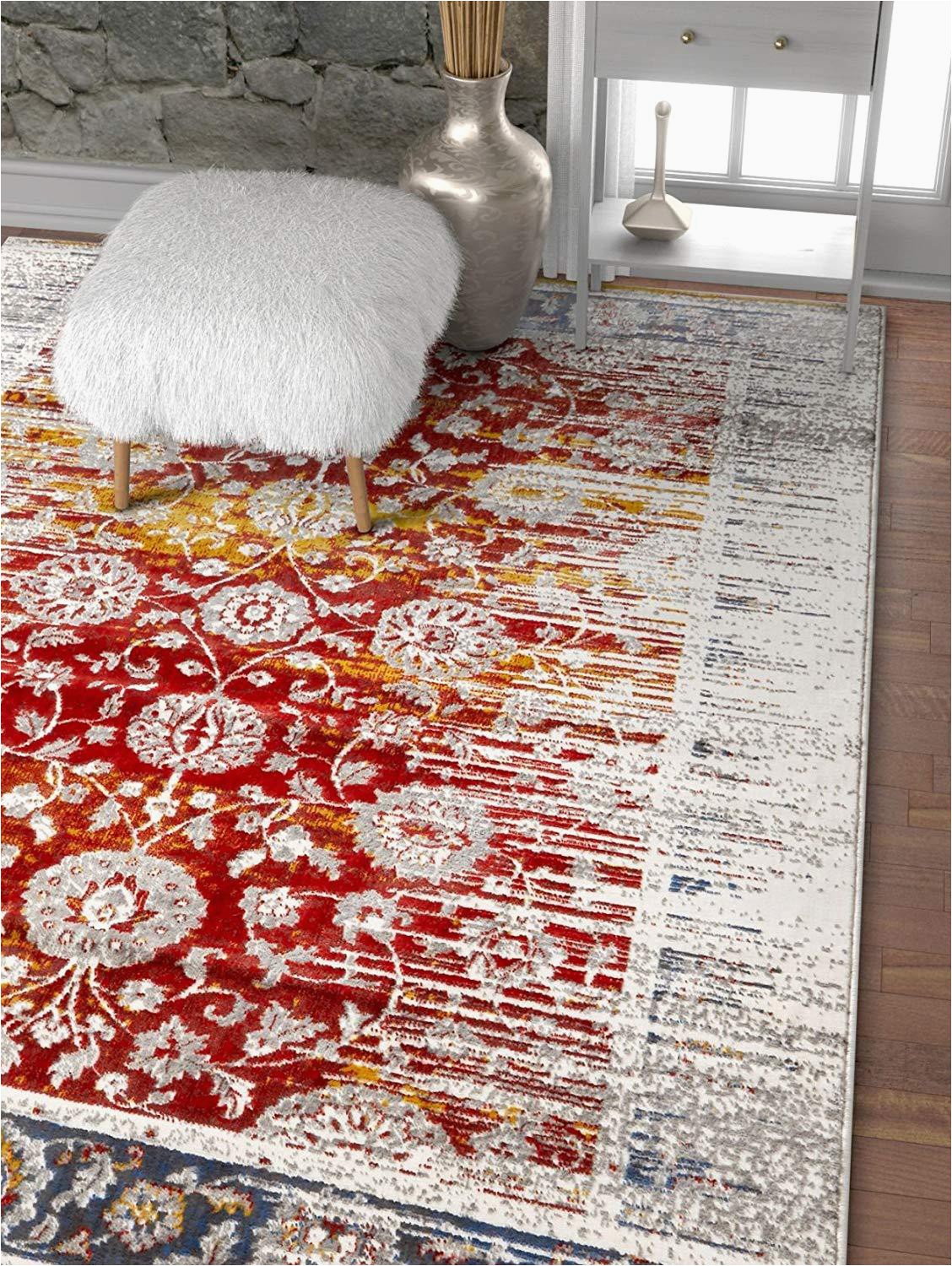 Red and Blue Modern Rug Modern Floral Persian Design Red Blue area Rug – Modern Rugs