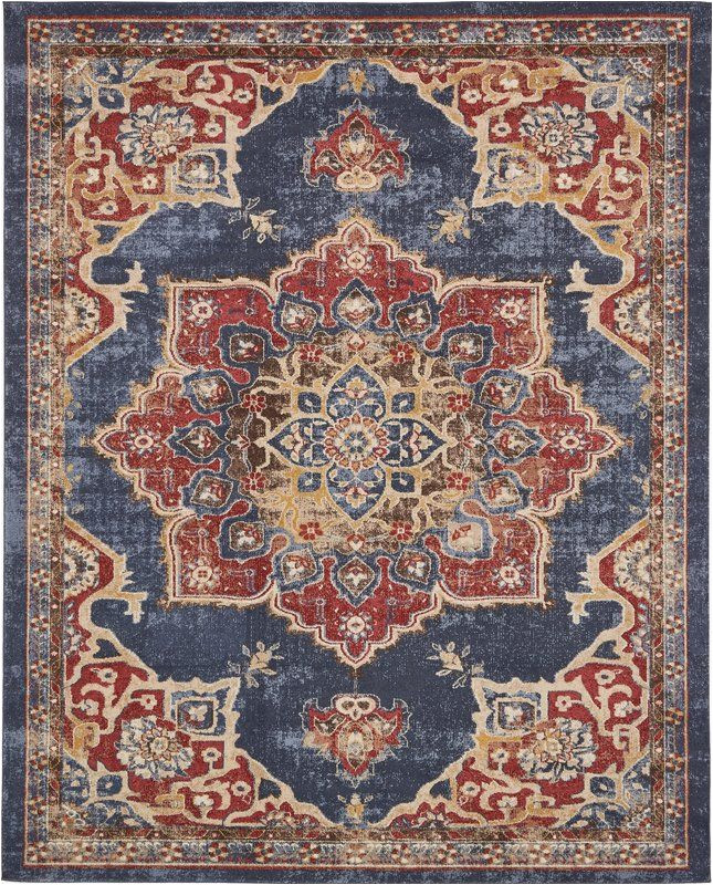 Red and Blue Persian Style Rug Dulin Blue Rust Red area Rug Red area Rug area Rugs