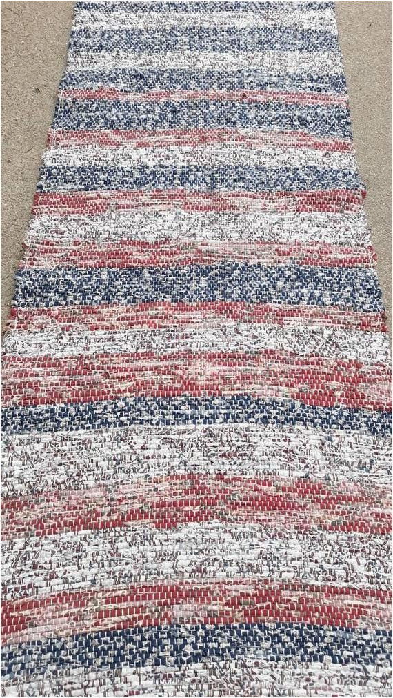 Red and Blue Striped Rug 4th Of July Woven Rug Red White and Blue Runner Textile