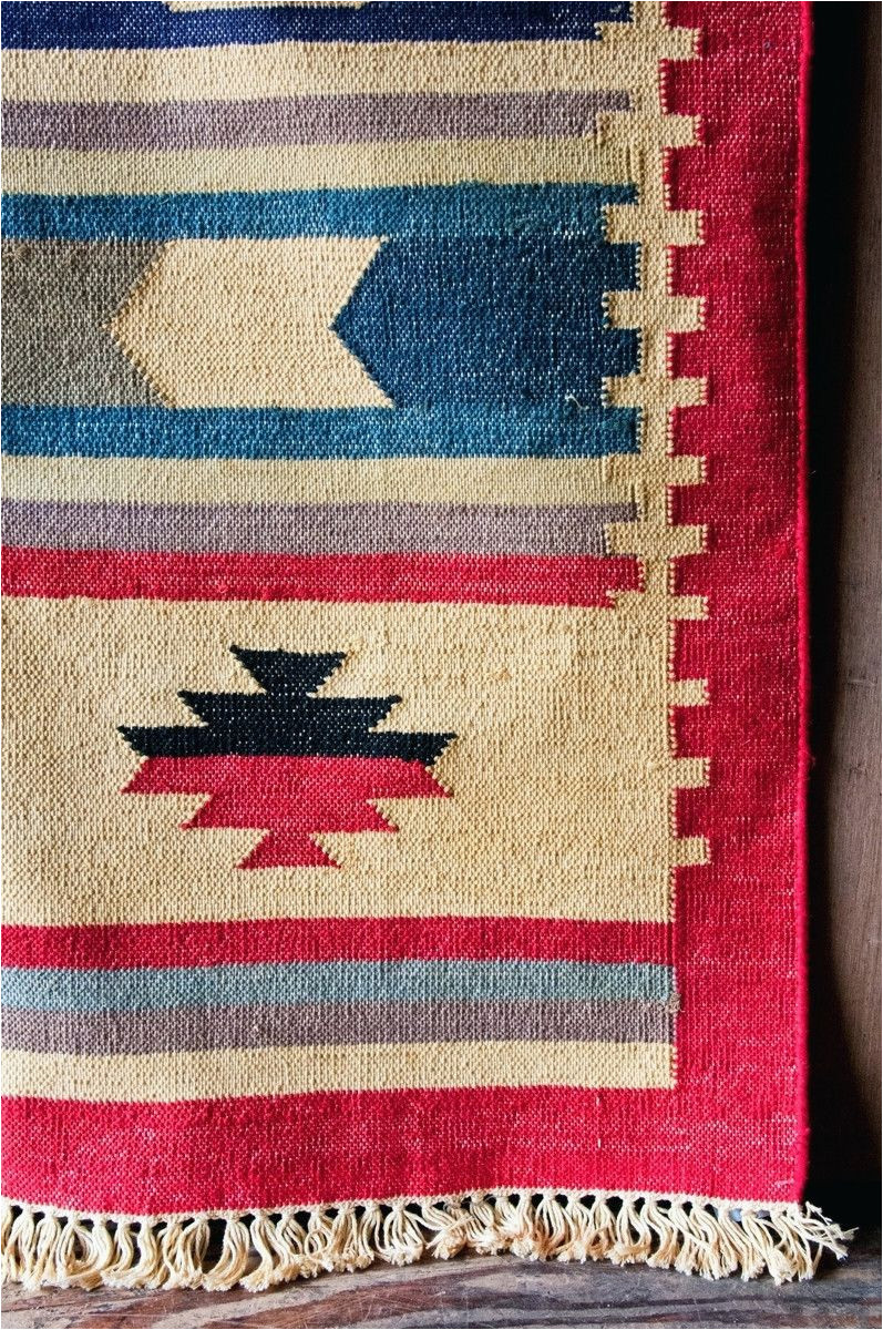 Red and Blue Striped Rug Navy Blue and Red Rugs Dhurrie Rugs Blue Indian Dhurries