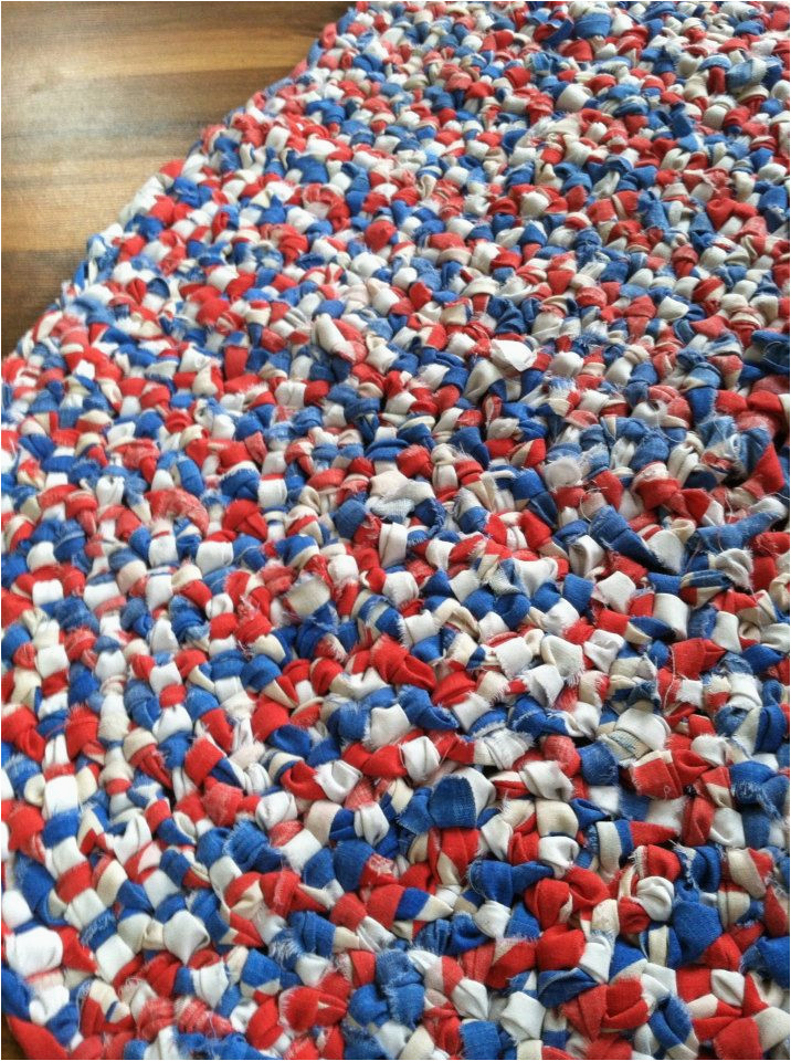 Red White Blue Rug Handmade Red White and Blue Amish Knot Rug for the Fourth