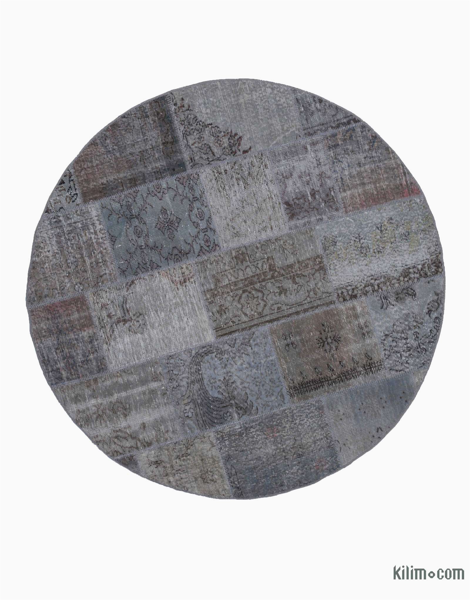 Round area Rugs 5 X 5 Grey Round Over Dyed Turkish Patchwork Rug 6 5" X 6 5" 77 In X 77 In