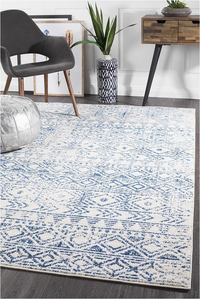 Rug White and Blue Oasis ismail White Blue Rustic Rug