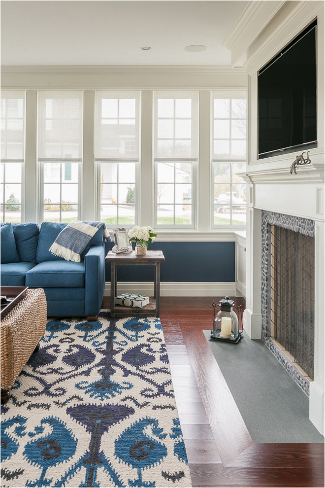 Rug with Blue Couch Impressive Ikat Rug In Family Room Beach Style with Virtual