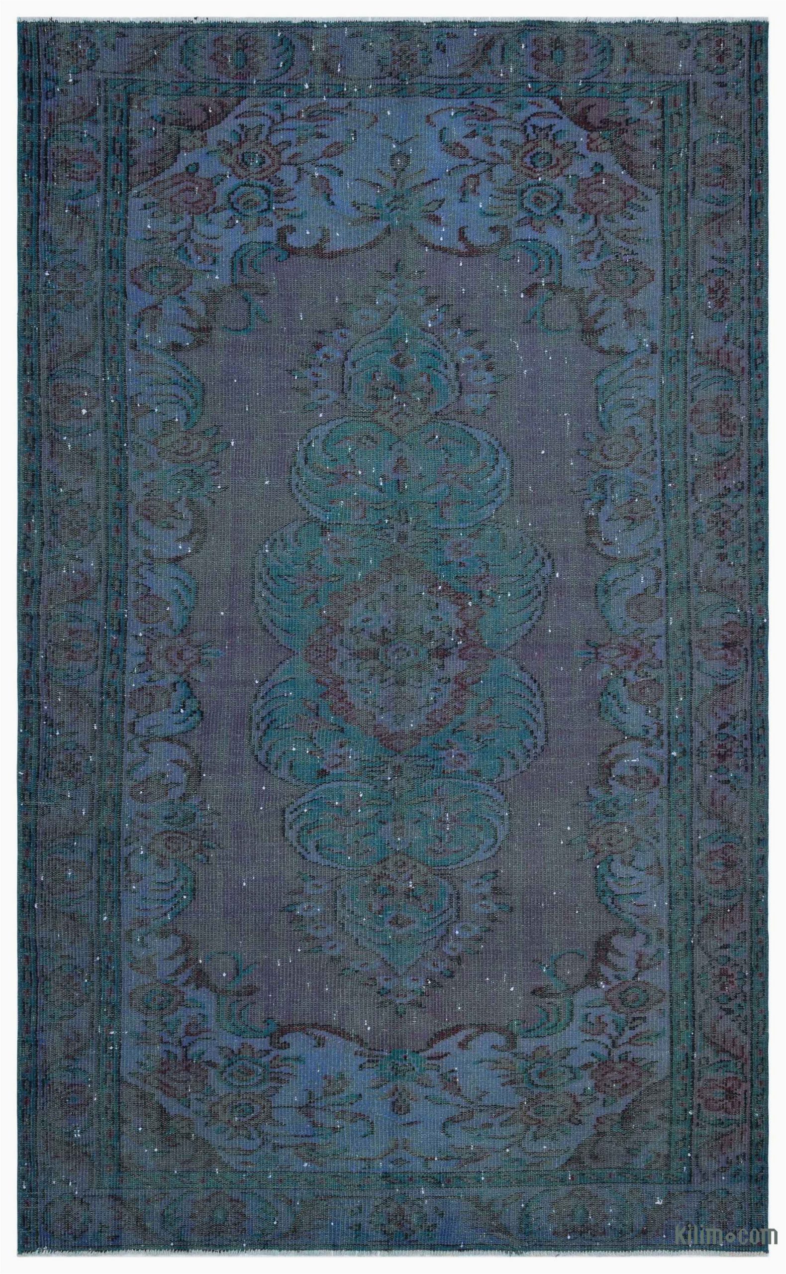 Rugs with Blue and Green Blue Green Over Dyed Turkish Vintage Rug 5 6" X 9 3" 66 In X 111 In