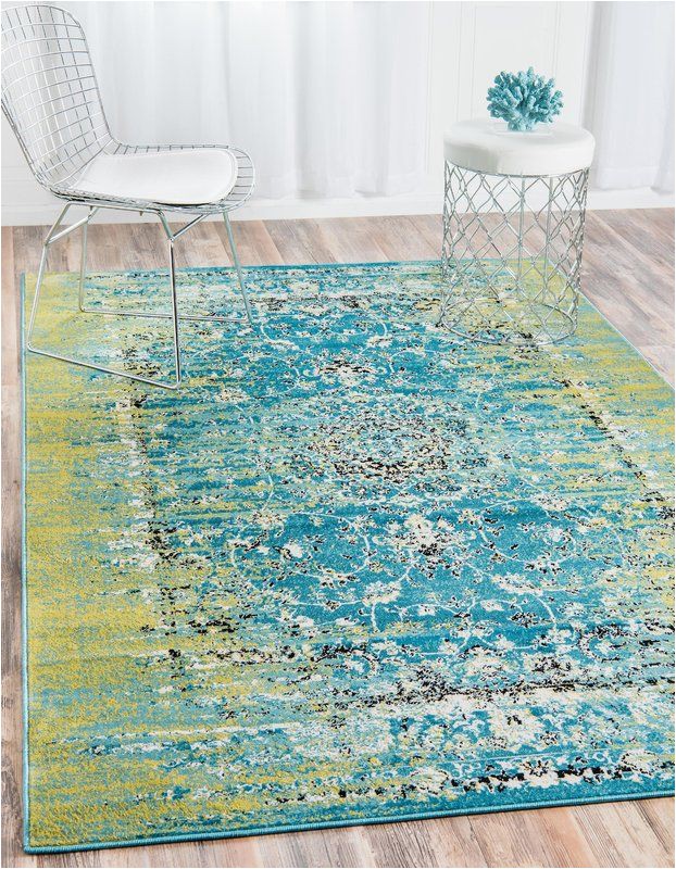 Rugs with Blue and Green Neuilly oriental Blue Green area Rug