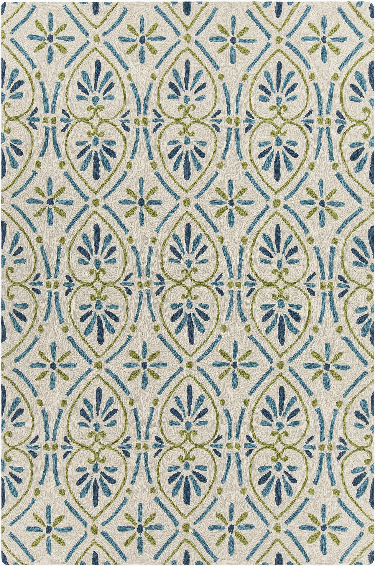 Rugs with Blue and Green Terra Collection Hand Tufted area Rug In Cream Blue