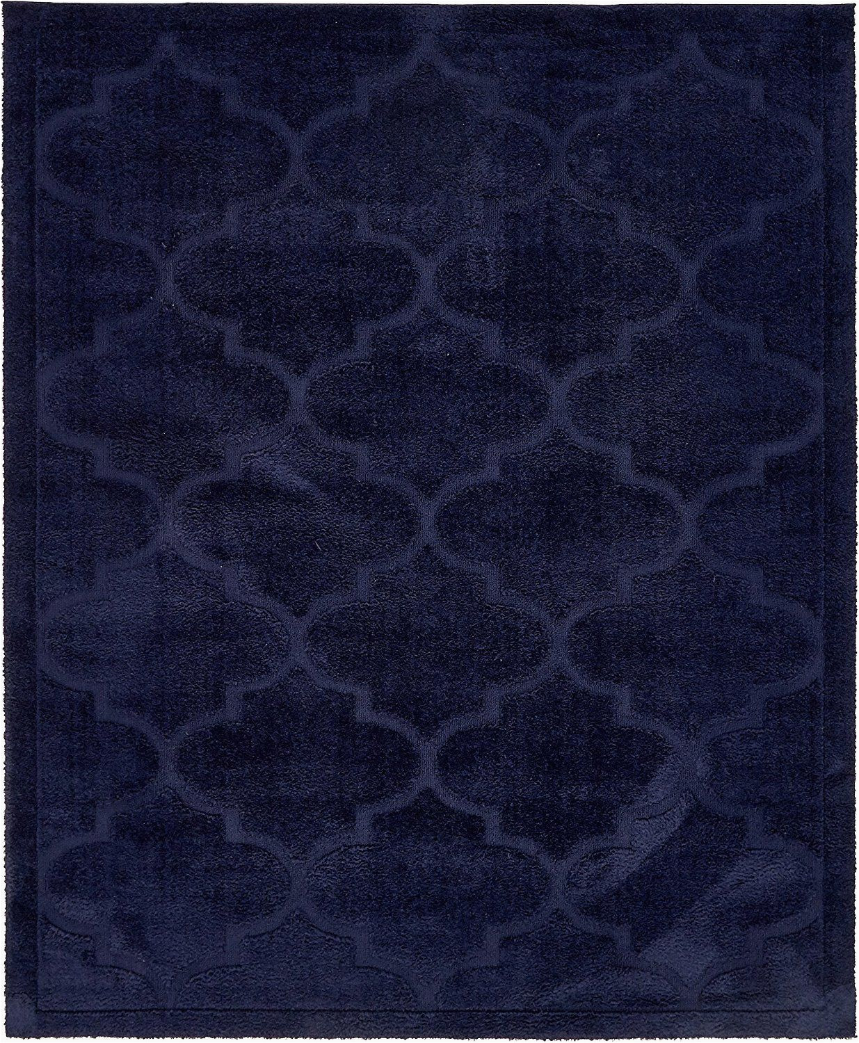 Solid Navy Blue Rug Unique Loom 3133191 Modern solid Carved Geometric Plush 8