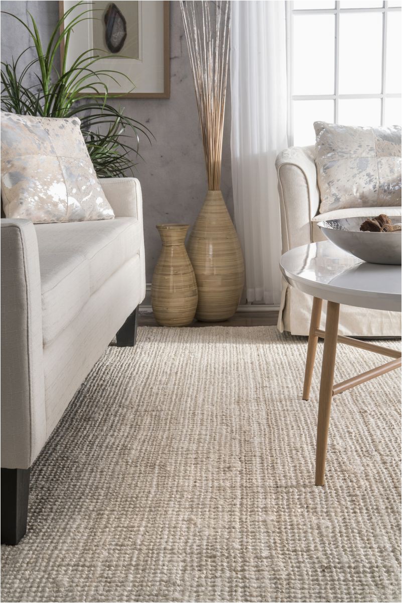 Solid Off White area Rug Kiwa Handwoven Jute Ribbed solid F White Rug In 2020