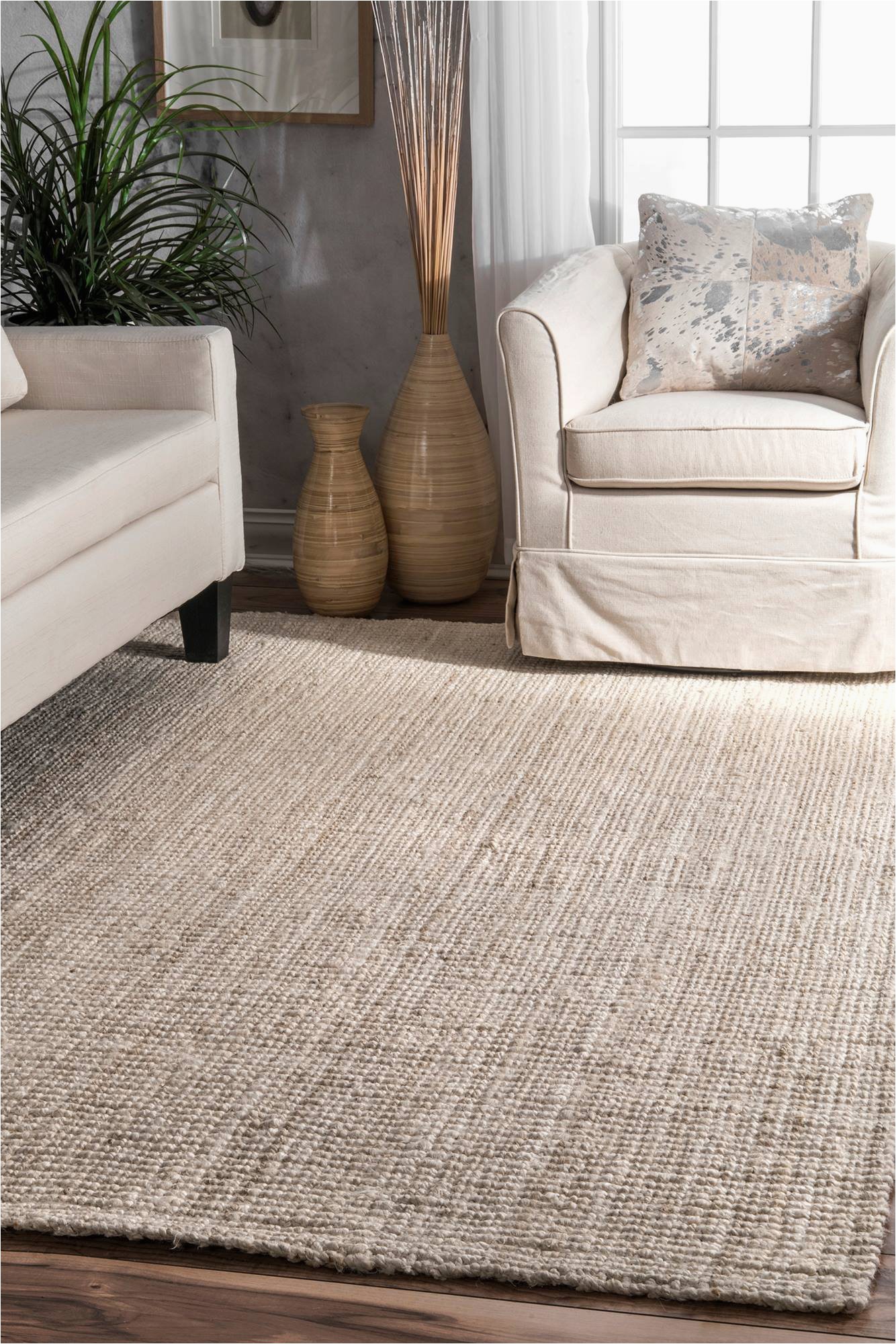 Solid Off White area Rug Nuloom Clwa01b ashli solid Jute area Rug 3 X 5 F White