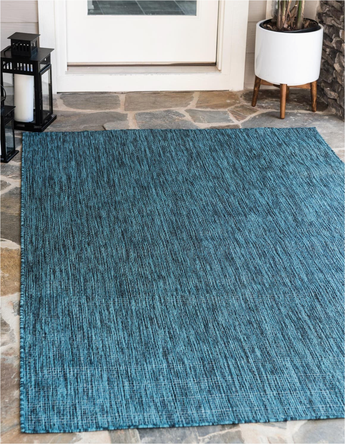 Teal and Blue Rug 4 X 6 Outdoor solid Rug