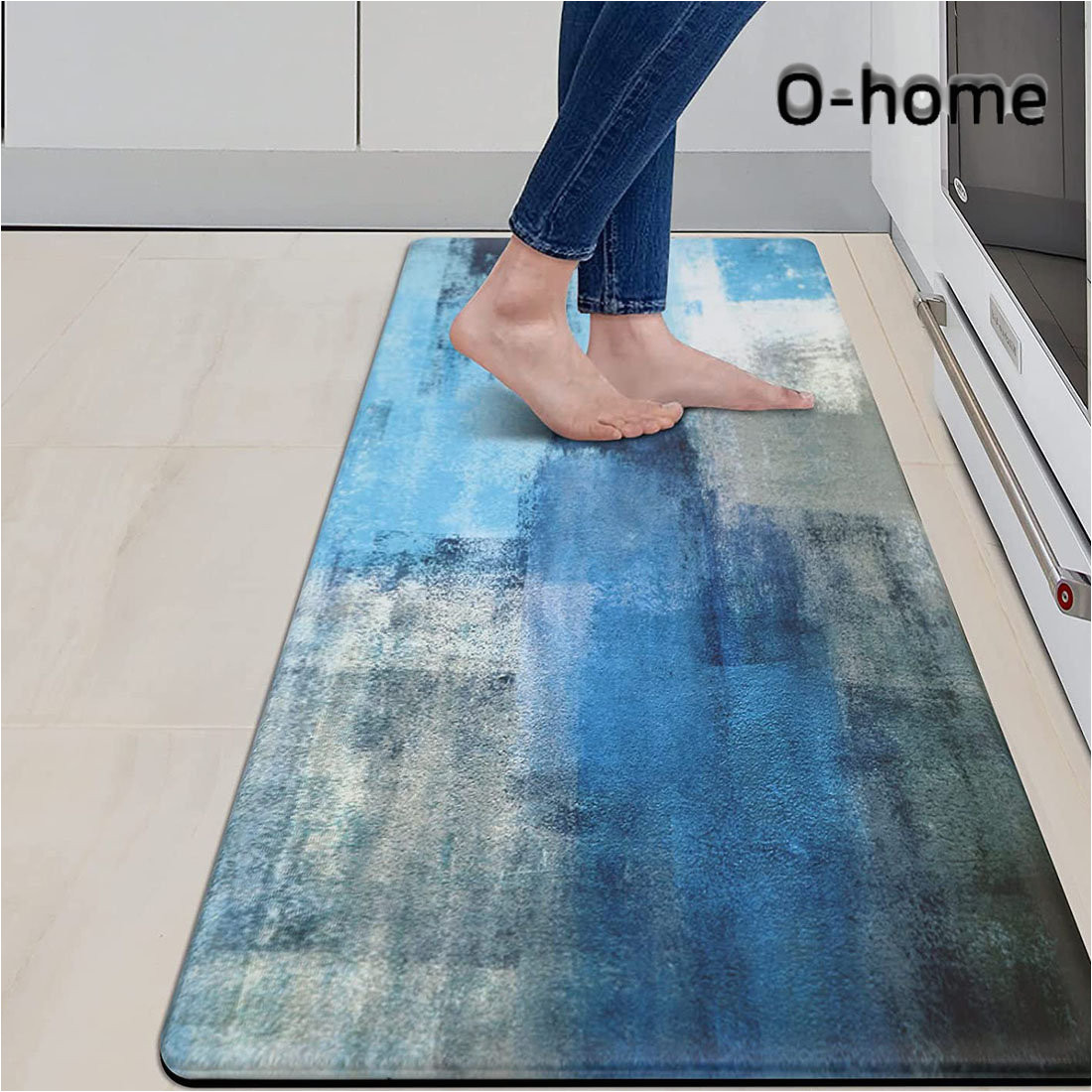 Teal Blue Kitchen Rugs Turquoise Kitchen Rug,17″x47″ Teal Anti Fatigue Mat Pvc Non Slip Kitchen Rugs and Mats Waterproof Teal DÃ©cor