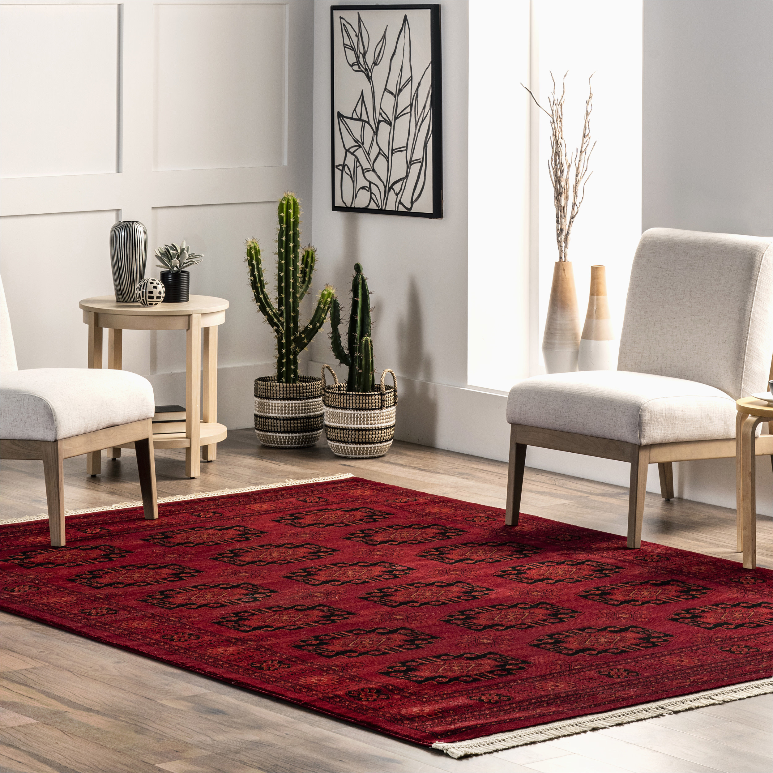 4 X 6 Red area Rug Nuloom Diandra Traditional Motif area Rug, 4′ X 6′, Red