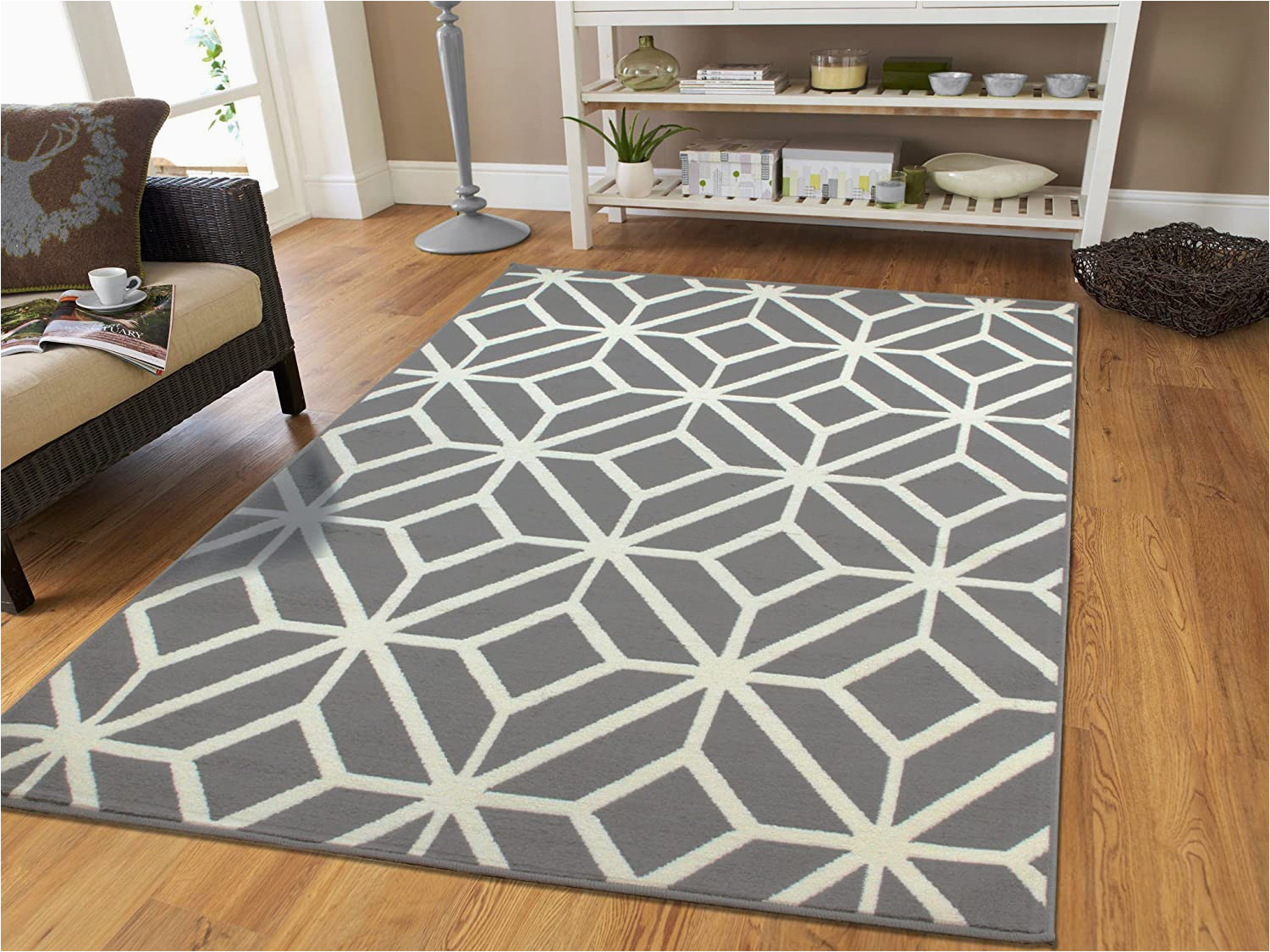 2QAFWDPG contemporary rugs for living room grey and white moroccan trellis area rug carpet 5 x 7 feet gray