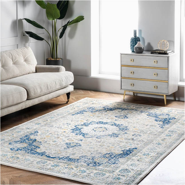 8×8 Blue area Rug Nuloom Bodrum 8 X 8 Blue Square Indoor Distressed/overdyed area …