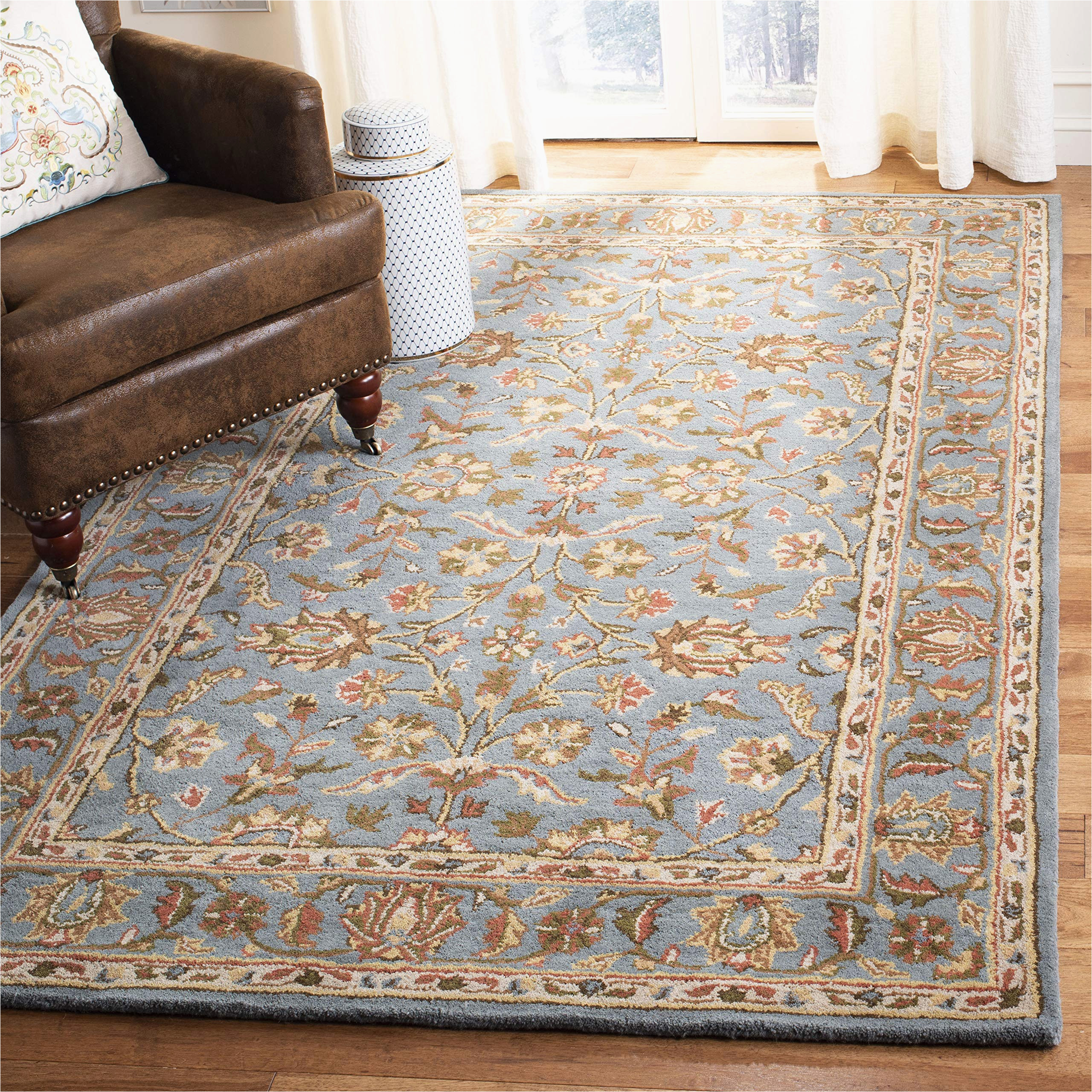 8×8 Blue area Rug Safavieh Heritage Collection 8′ X 8′ Square Blue / Blue Hg969a Handmade Traditional oriental Premium Wool area Rug