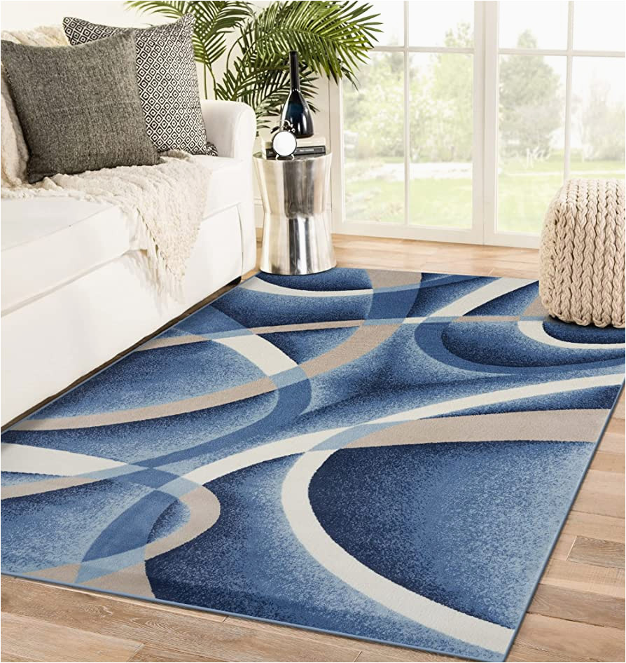 Amazon Blue area Rugs Persian area Rugs 2305 Blue 4 X 5 Modern Abstract area Rug Carpet