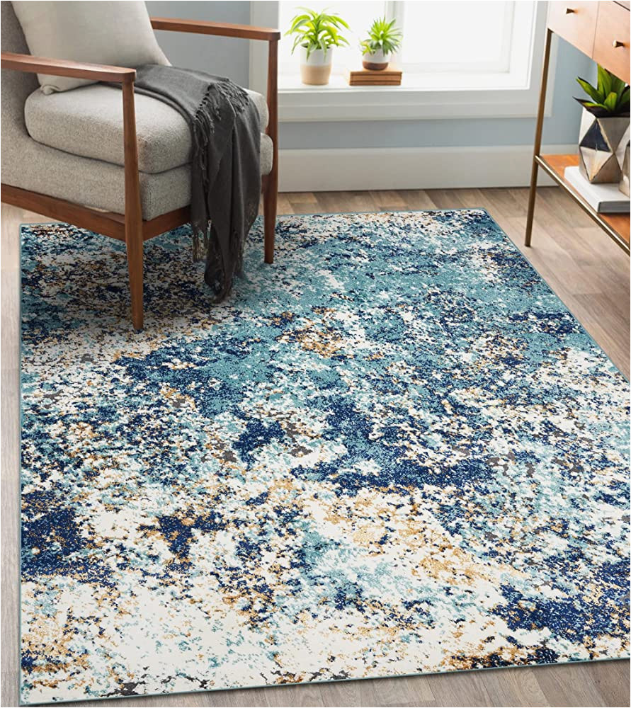 Amazon Blue area Rugs Persian Rugs 6490 Blue 8 X 11 Abstract Modern area Rug
