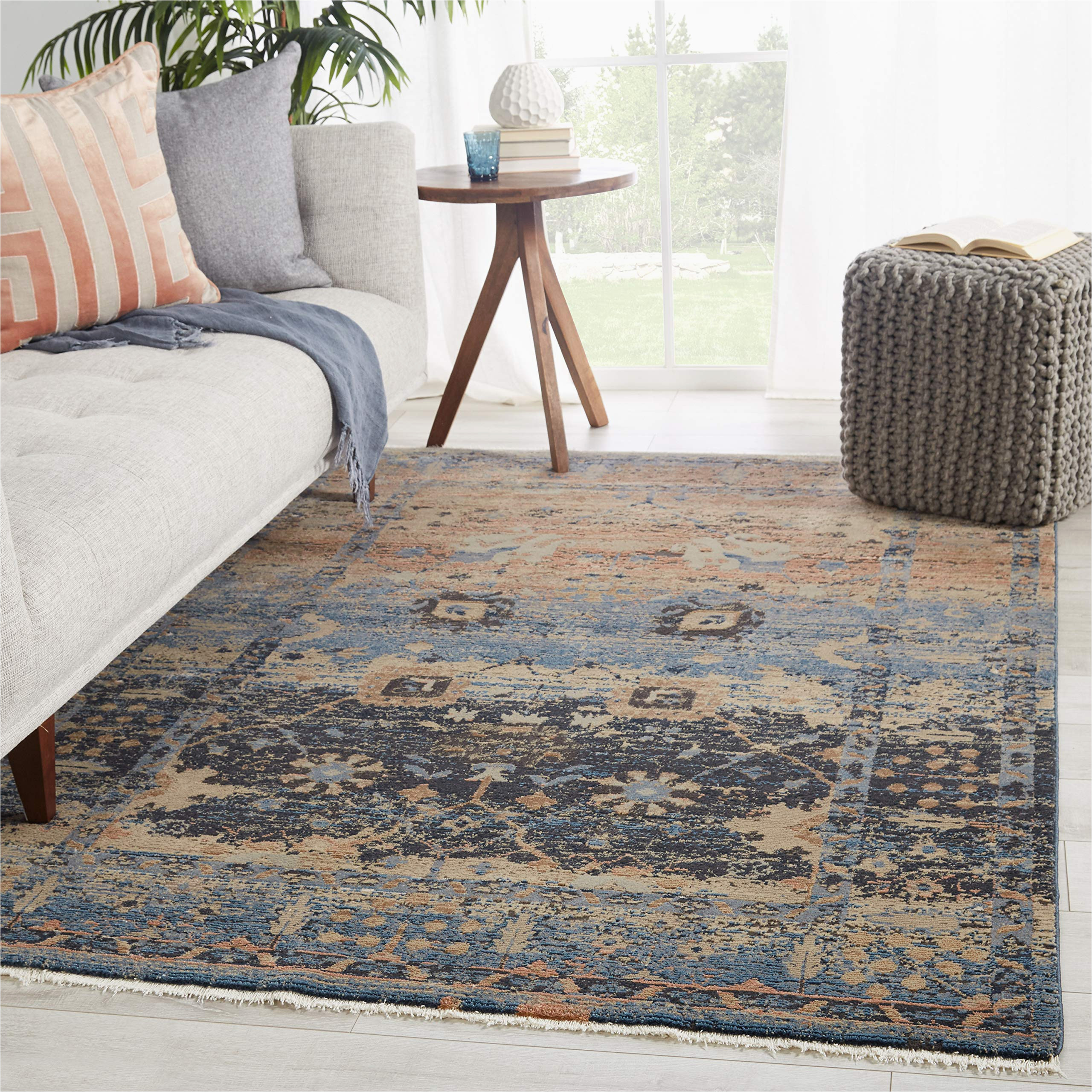 Blue and Taupe Rug Jaipur Living Caruso oriental Blue/ Taupe area Rug (5’x7’6″)