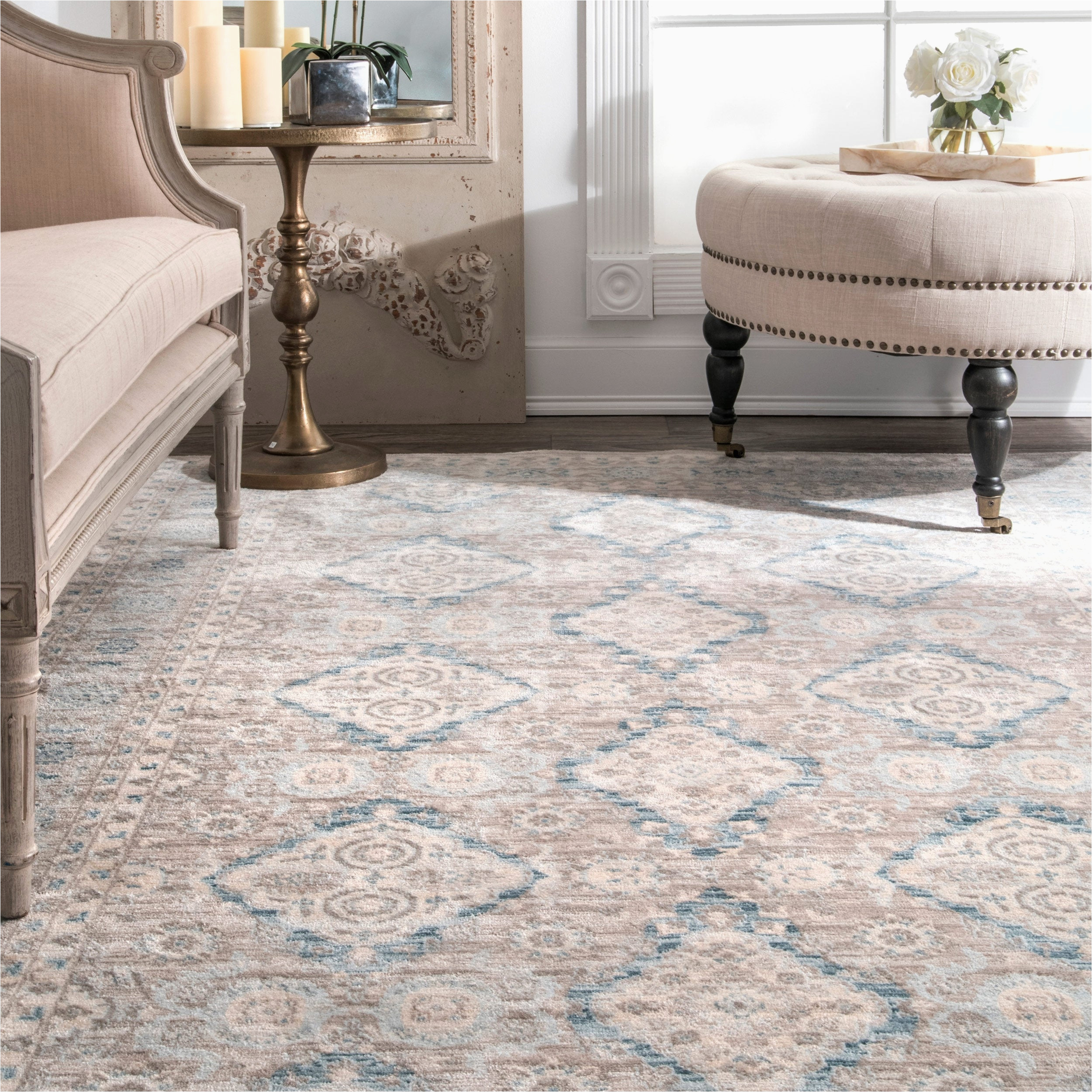 Blue and Taupe Rug Nuloom Ivory/blue/taupe Traditional ornamental Diamonds area Rug