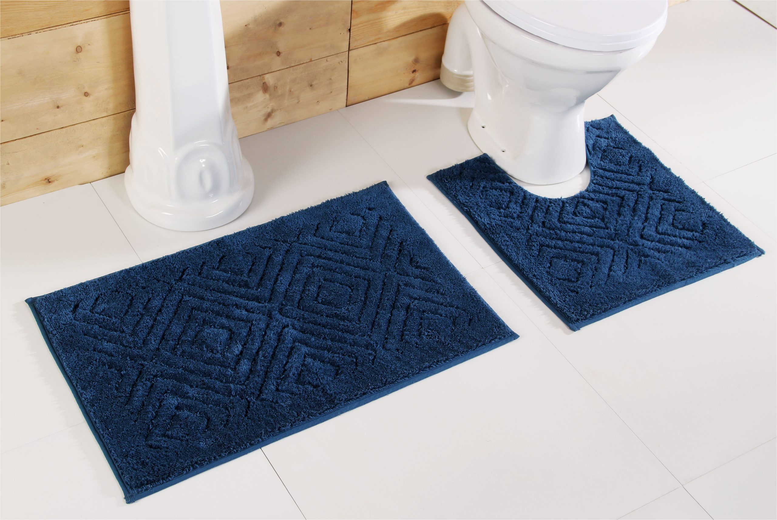 Blue Bath Rug Sets Better Trends Trier Polyester 2 Piece Bath Rug Set – New Blue …