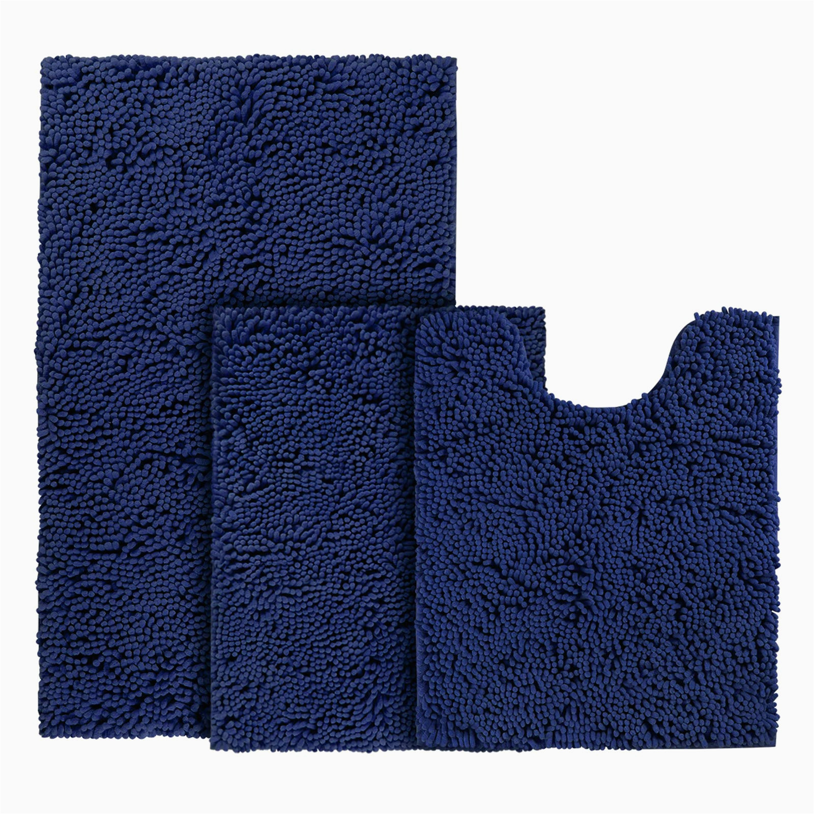 Blue Bath Rug Sets bysure Navy Blue Bathroom Rugs Sets 3 Piece Non Slip Extra Absorbent Shaggy Chenille Bathroom Rugs and Mats Sets, soft & Dry Bath Rug/mat Sets for …