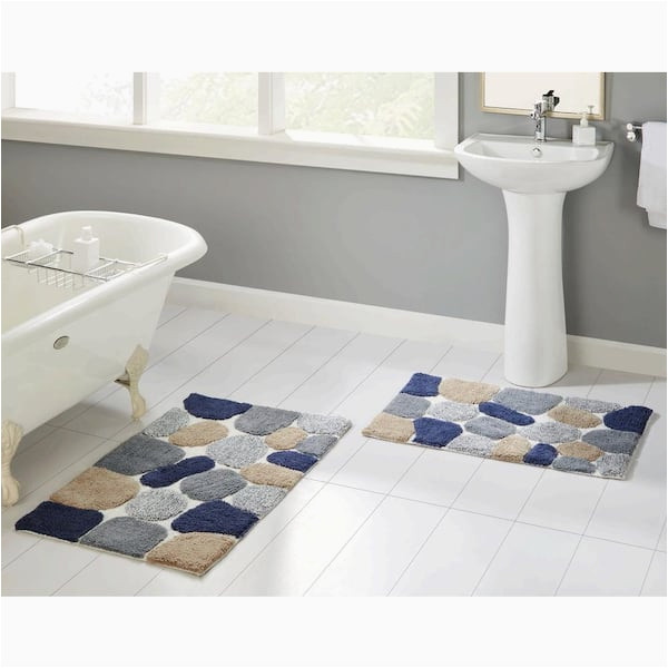 Blue Bath Rug Sets Chesapeake Merchandising Pebbles Blue Sienna 24 In. X 40 In …