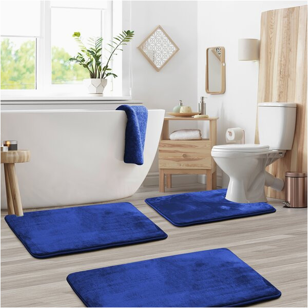 Blue Bath Rug Sets Navy Blue Bathroom Rug Set Wayfair