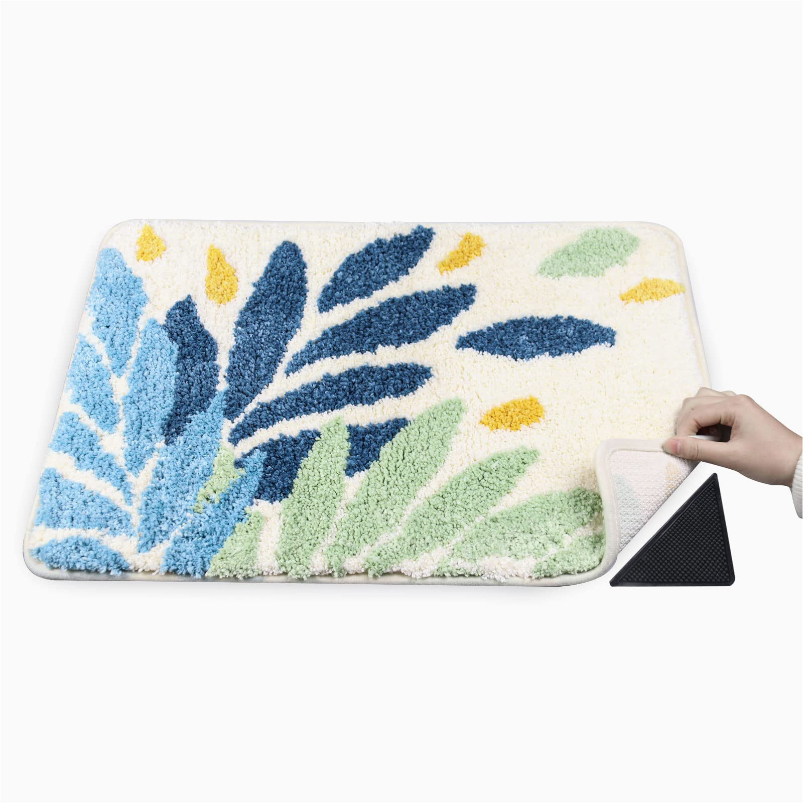 Blue Green Bathroom Rugs Amazon.com: Twopone Bathroom Rugs Non Slip – Leaf Pattern Bath Mat …