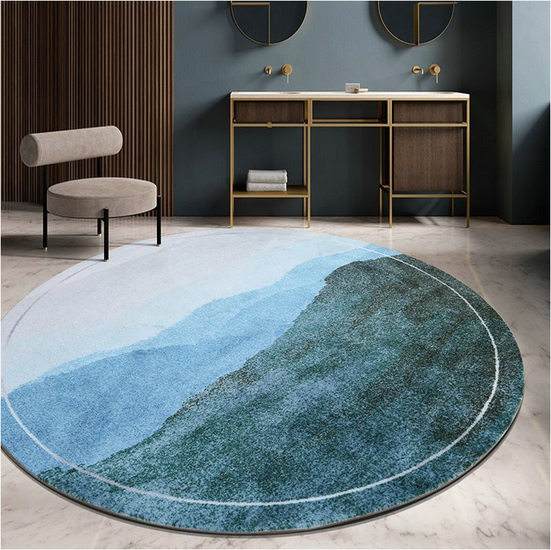 Blue Green Round Rug Round Blue Rug original Design Round Green Wave Pattern Carpet …