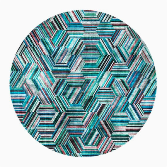 Blue Green Round Rug Teal Round Rugs Geometric Round Rug Hexagon Rug Green and – Etsy.de