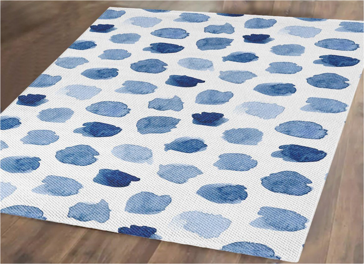 Blue Polka Dot Rug Indigo Blue Watercolor Polka Dot area Rug Woven Living Room – Etsy …