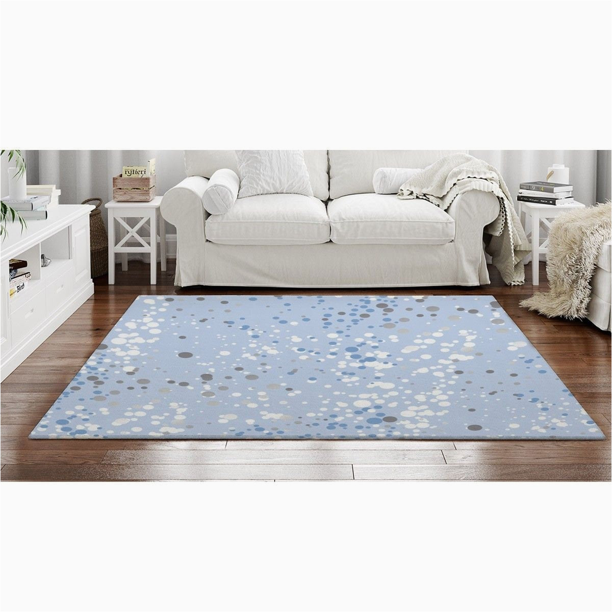 Blue Polka Dot Rug Polka Dot Rugs Light Blue White and Gray Carpets Abstract – Etsy.de