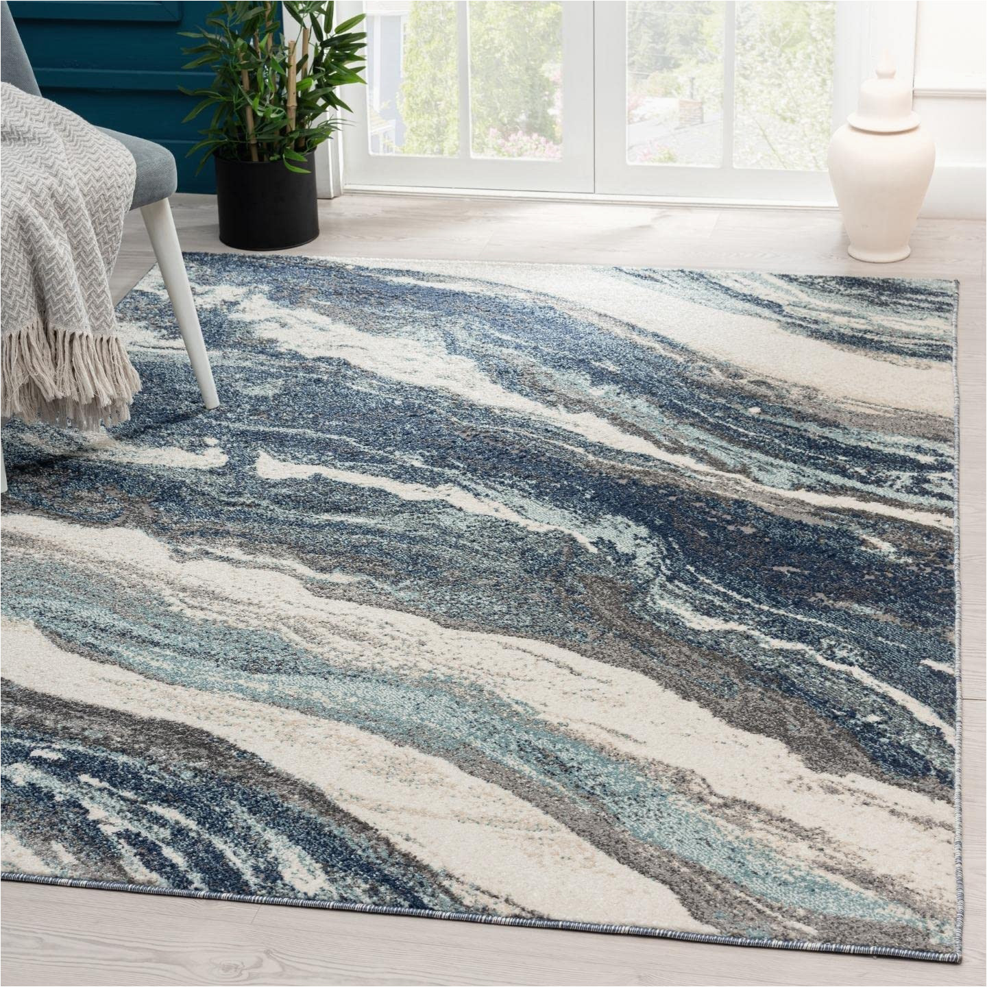 Blue Swirl area Rug Luxe Weavers Rug â Art Deco Living Room Carpet with Marble Swirl â Persian area Rugs for Modern Home DÃ©cor, soft Luxury Rug, Stain-resistant, Medium …