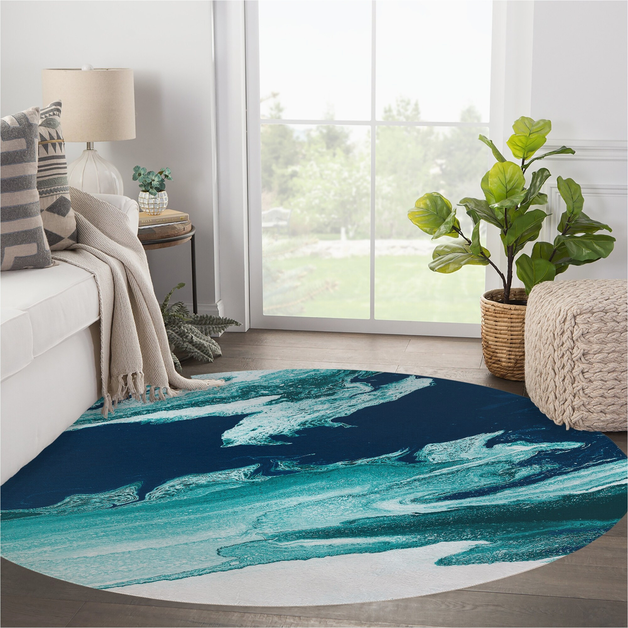 Blue Wave area Rug Kavka Designs Modern & Contemporary Indoor Polyester area Rug …