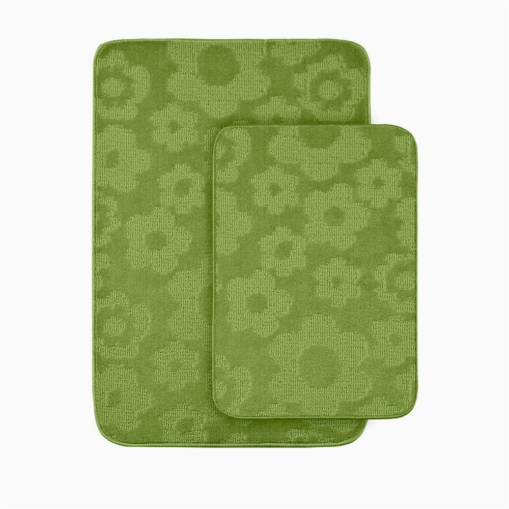 Bright Green Bath Rugs Garland Rug Flowers Lime Green 20 In X 30 In Washable