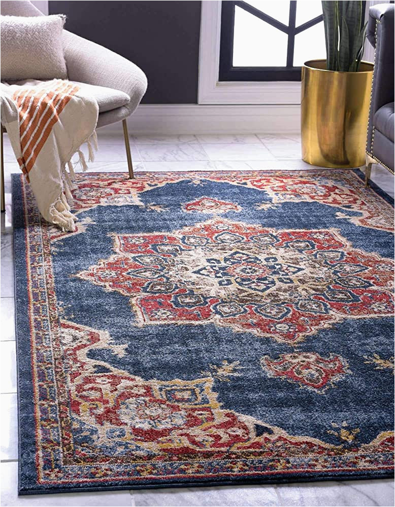 Burgundy and Blue Rug Unique Loom Utopia Collection Traditional Classic Vintage Inspired area Rug with Warm Hues, 4 Ft X 6 Ft, Navy Blue/burgundy