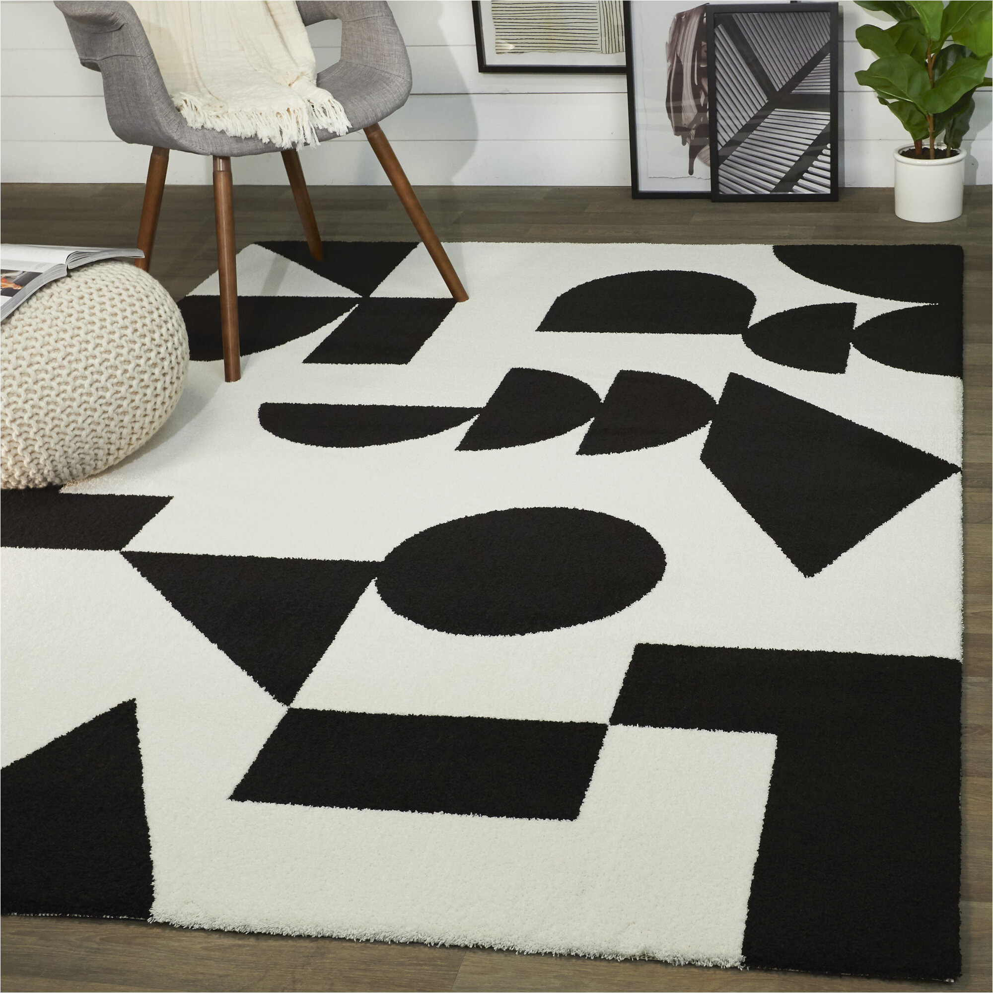 corrigan studio palmerston geometric blackwhite area rug w ml