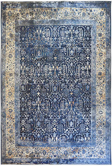 Cobalt Blue Kitchen Rugs Webtappeti.it Classic oriental Rug for Living Room Washable and Stain Resistant Tabriz Blue 120 X 180 Cm