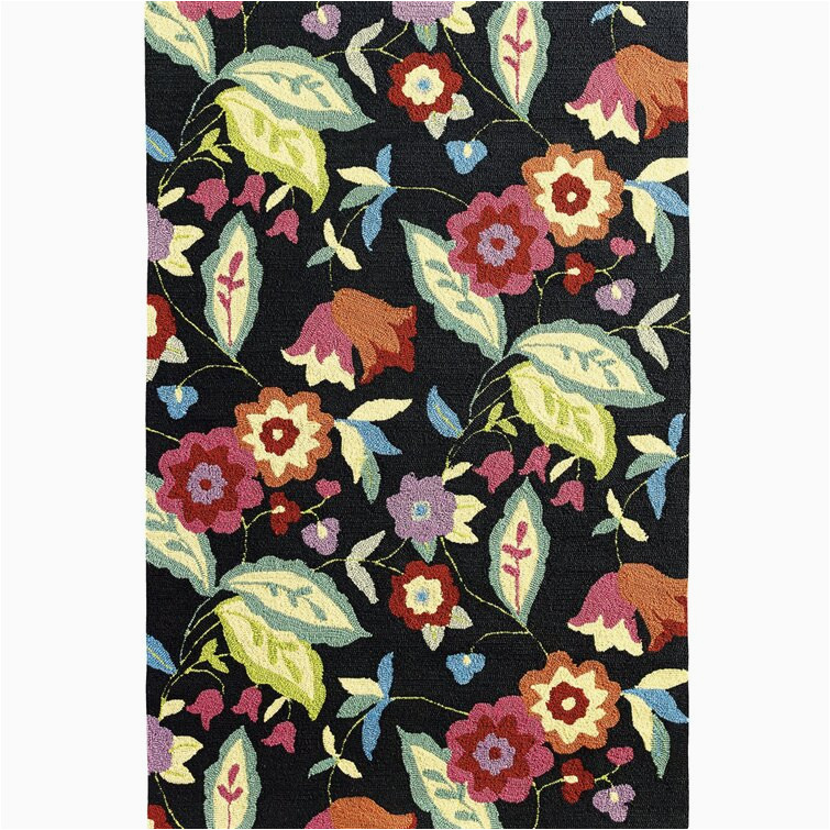 Company C area Rugs Sale Samantha Floral Hand Hooked Black/orange/pink area Rug