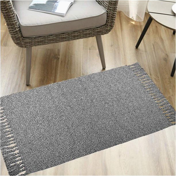 Cotton Machine Washable area Rugs Cotton Woven area Rug with Tassels 2’x3′ Machine Washable Throw Rugs Door Mat Laundry Room Rug Indoor Runner Bathroom