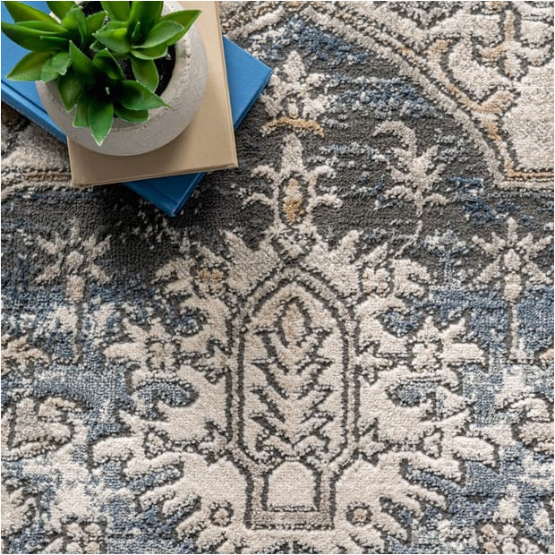 Country Living A Wilton Rug Blue Caprona Bordered Medallion Blue Rug