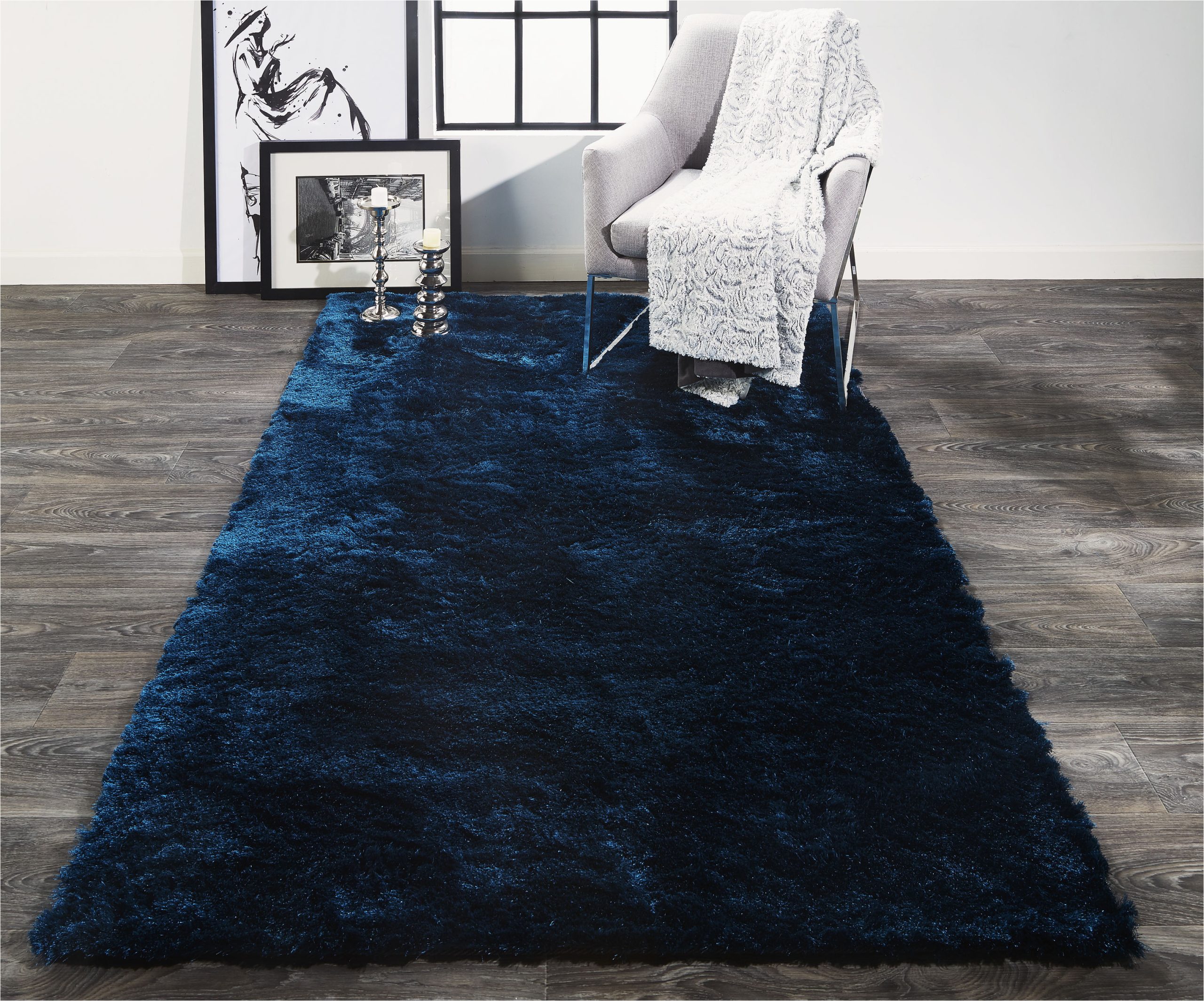 Dark Blue Throw Rug Room Envy Freya 2 X 3 Deep Teal Blue Indoor solid Throw Rug