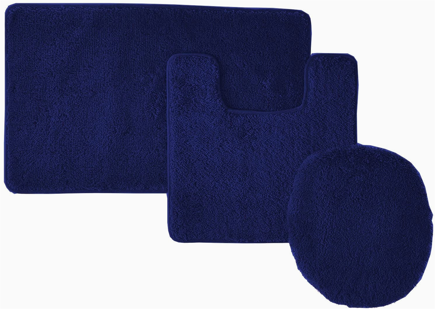 Dark Navy Blue Bath Rugs Navy Blue 3 Piece solid Bathroom Rug Set- Bath Mat   Contour Rug   toilet Lid Cover- soft Rug