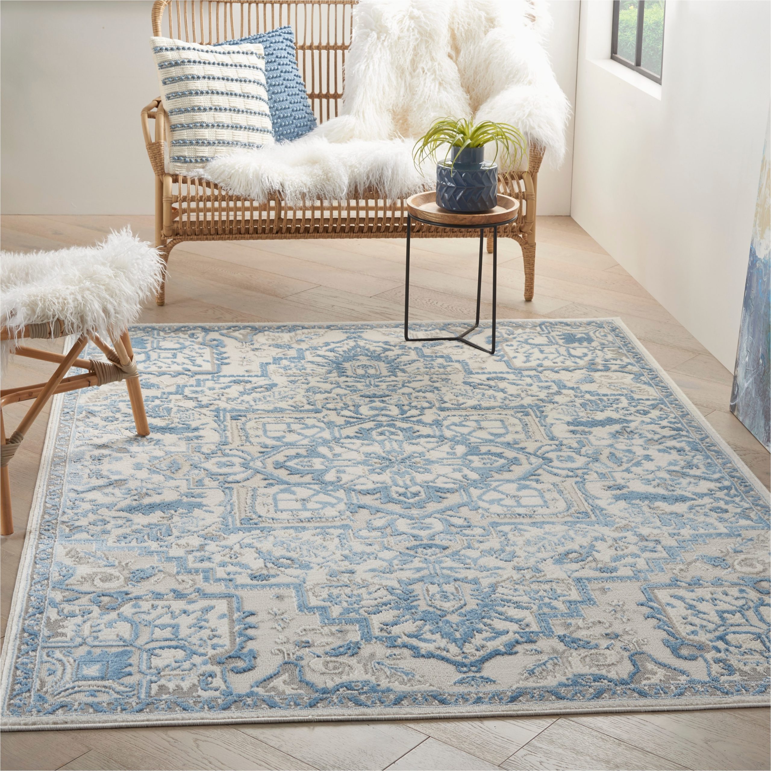 French Country Blue Rugs Nourison Bohemian & Eclectic Indoor Polyester French Country Rug …