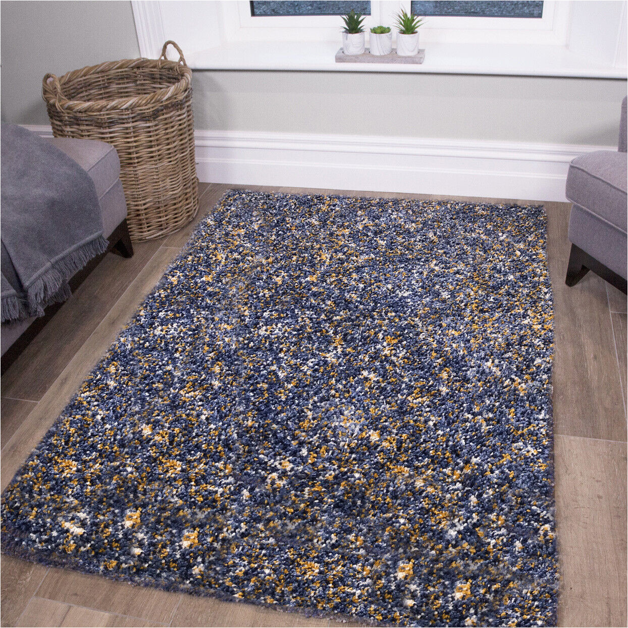 Gray Blue Yellow Rug soft Mottled Blue Yellow Shaggy Rugs Small Large Thick Fleck Shaggy Floor Carpet