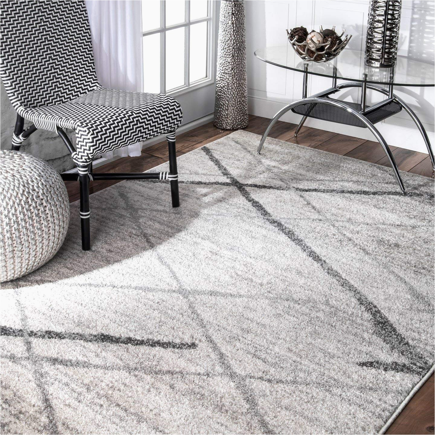 Gray Broken Lattice Granite area Rug Contemporary Broken Lattice area Rug, Grey, 2′ X 3′, Style: Contemporary, solid & Striped by Nuloom