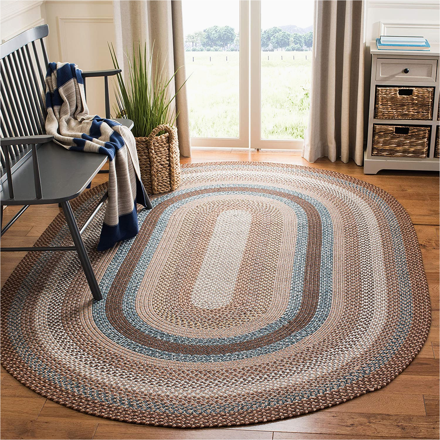 Large Oval Braided area Rugs Safavieh Braided Collection Brd313a Handmade Country Cottage Reversible area Rug, 8′ X 10′ Oval, Brown / Multi